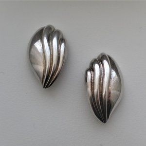 Vintage Large Designer CHARLES KRYPELL Sterling Silver 925 Clip On Earrings 16 g